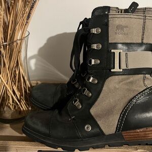 Sorel Gray and Black Combat Boots